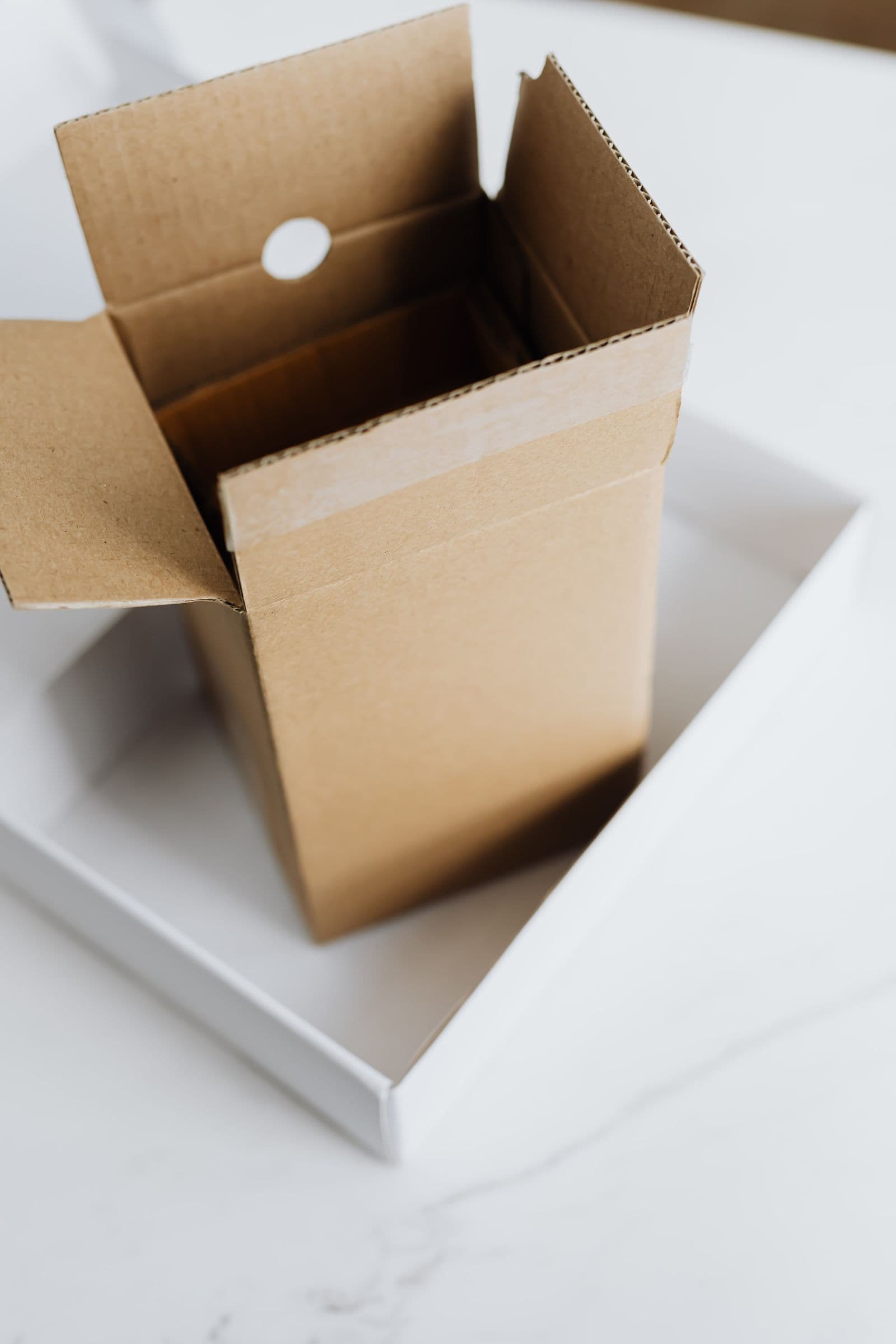Neatly stacked storage boxes and crates